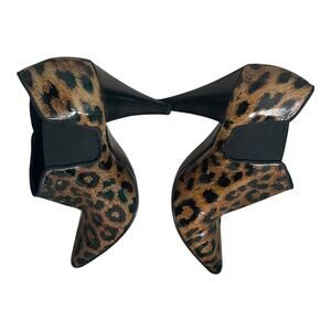 Casadei Italy Designer Leopard Print Ankle Boots Stiletto Heels Animal Print 7.5